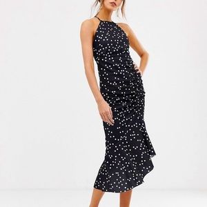 ASOS polka dot dress ruched halter midi - Large